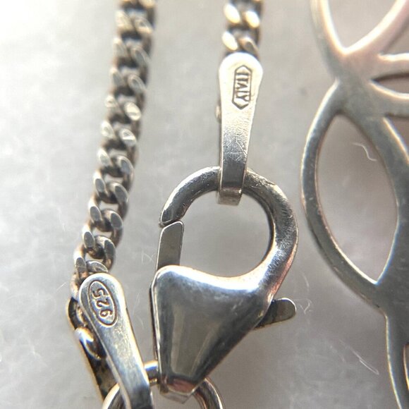 Sterling Silver 925 Oval Pierced Filigree Scrollwork Pendant Necklace 17.5" - Picture 16 of 16